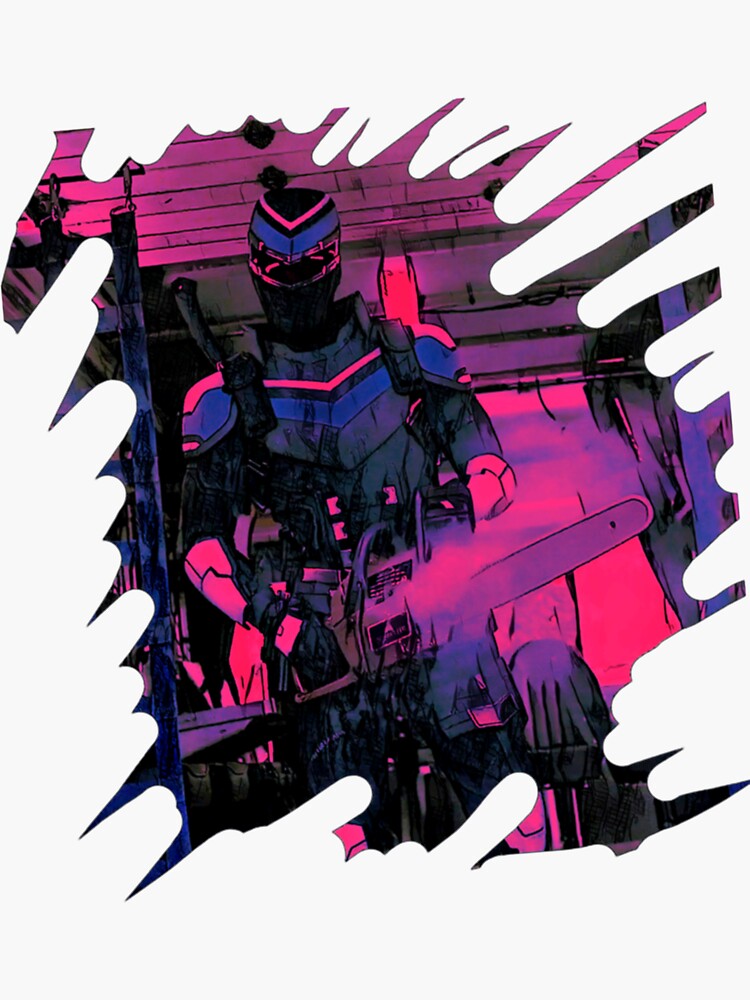 "Vigilante with chainsaw funny emblem " Sticker by FFaruqDesign