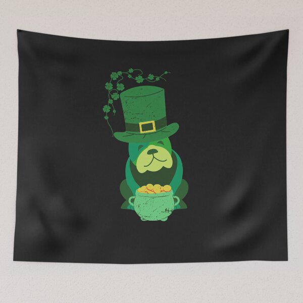 Artikelvorschau, Grüner Hund zum St. Patrick's Day mit einem Topf voll Gold - Alles Gute zum St. Patrick's Day entworfen und verkauft von CraftyAnimal.