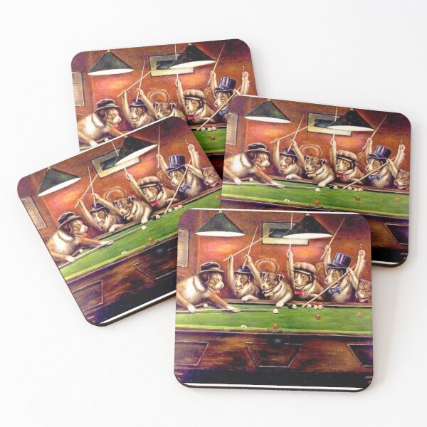Item preview, DOGS SHOOTING POOL : Vintage Pool Room Abstract Print designed and sold by posterbobs.