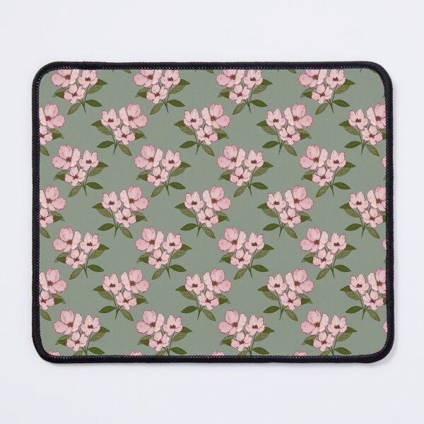 Item preview, Vintage pink floral with green leaves seamless pattern on green background designed and sold by shaminia.