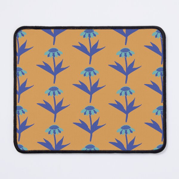 Item preview, Blue Echinacea Flower on mustard background designed and sold by BenitasDesign.