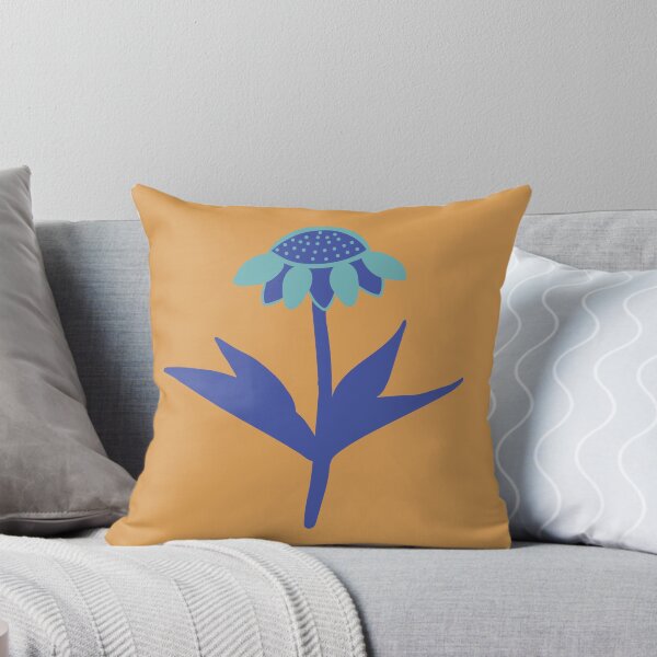 Item preview, Flor de equinácea azul sobre fondo mostaza designed and sold by BenitasDesign.