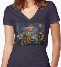 Camiseta entallada de cuello en V Perros jugando D & D