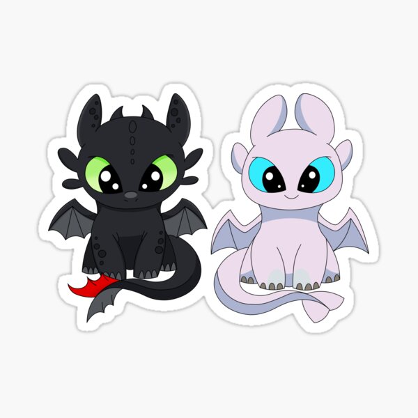 reb enkelt gang sort Toothless & Light fury Baby Dragons, night fury, httyd, dragon babies,  night lights, how to train dragon " Sticker for Sale by DariaMiller |  Redbubble