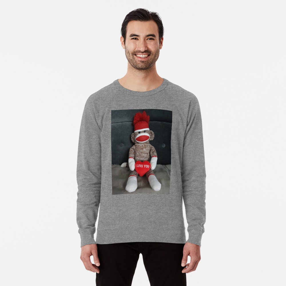 I Love You Sock Monkey Lightweight Sweatshirt By Kyra Nank