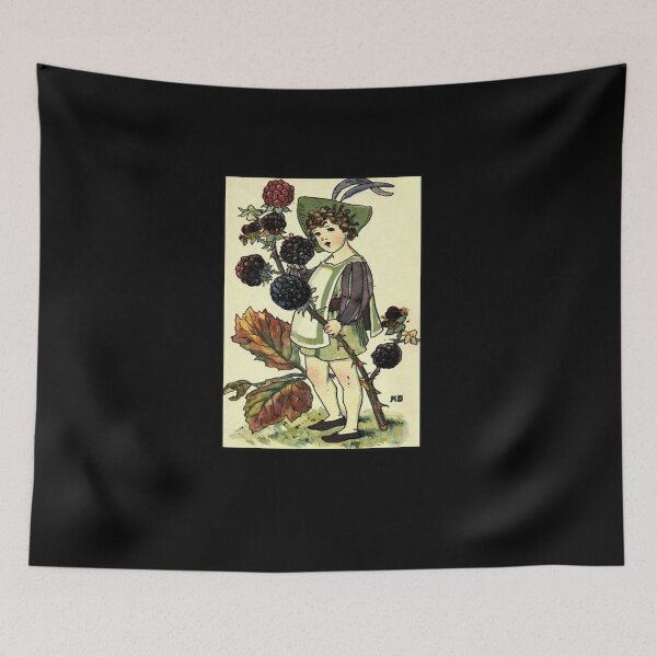 Item preview, Vintage Flower Girl, Blackberry - 1901 Book Illustration designed and sold by MountMercantile.