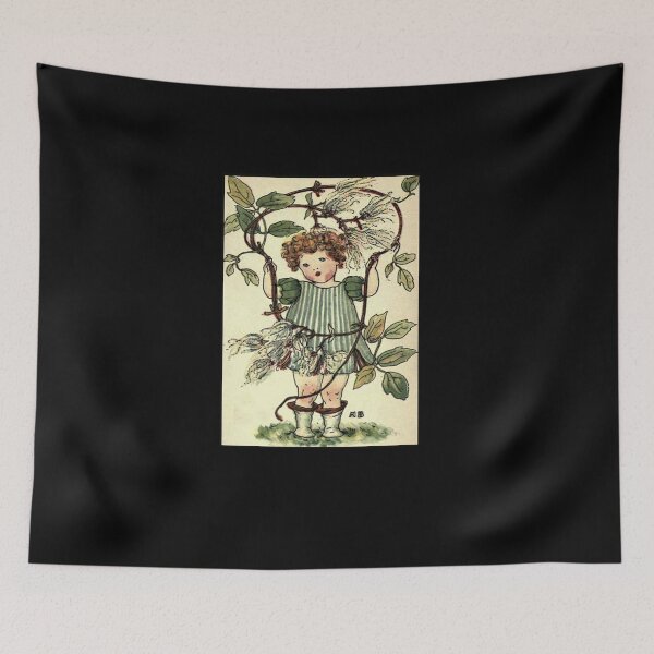 Item preview, Vintage Flower Girl, Clamatis - 1901 Book Illustration designed and sold by MountMercantile.