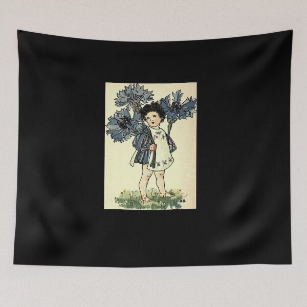 Item preview, Vintage Flower Girl, Cornflower - 1901 Book Illustration designed and sold by MountMercantile.