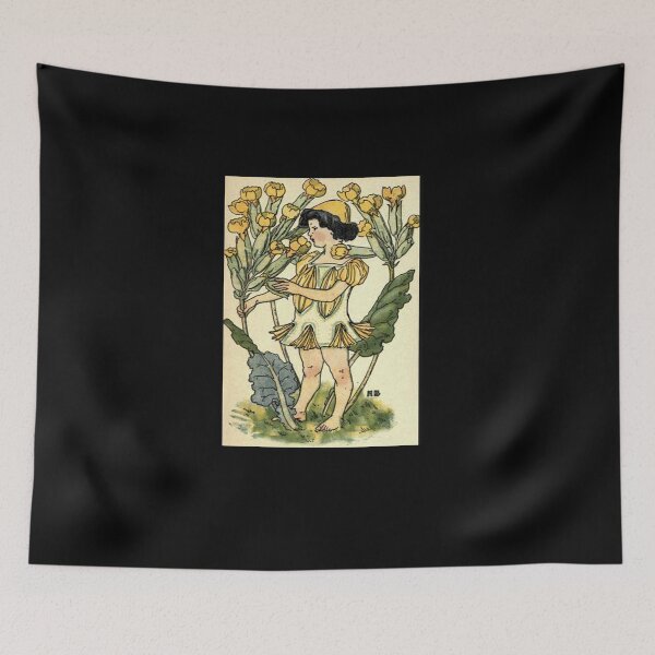 Item preview, Vintage Flower Girl, Cowslip - 1901 Book Illustration designed and sold by MountMercantile.