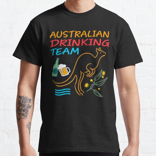 Australian Drinking Beer Team , Funny Australia Country Drink Alcohol - Design illustration Classic T-Shirt