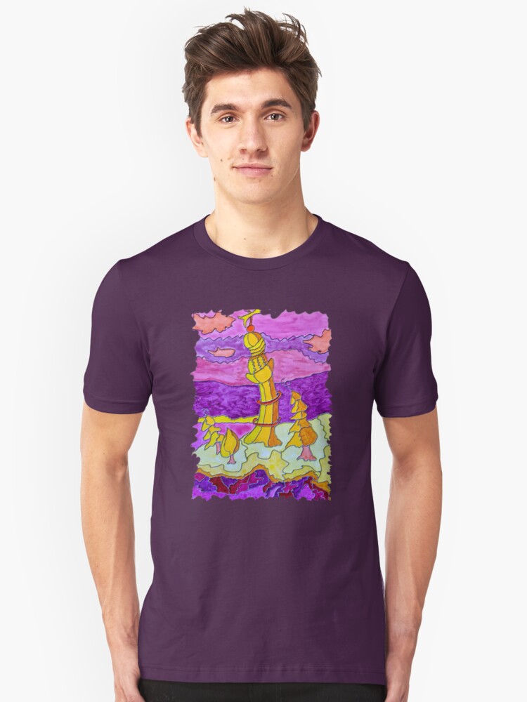 Alternate view of OCEAN ART COLORFUL LIGHTHOUSE LANDSCAPE Slim Fit T-Shirt