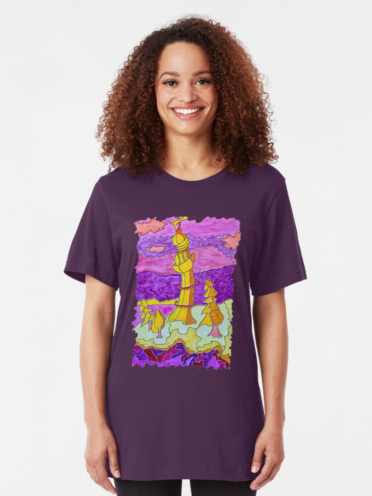 Alternate view of OCEAN ART COLORFUL LIGHTHOUSE LANDSCAPE Slim Fit T-Shirt