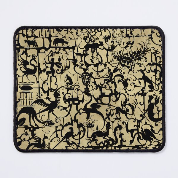 Item preview, Esaias von Hulsen - Square Blackwork Design with Schweifwerk and Grotesque Figures 1617 - Redrawn designed and sold by Grepthor.
