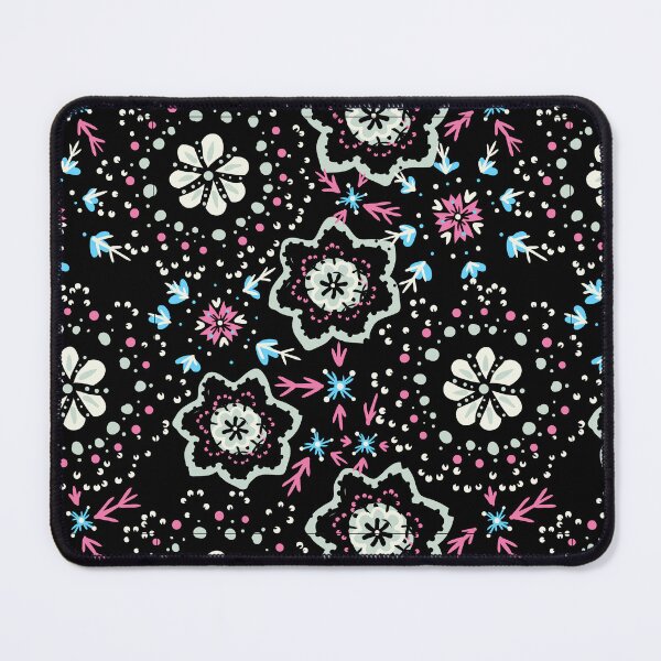 Artikelvorschau, Schwarzes Swirly geometrisches mit Blumenmuster entworfen und verkauft von RihabPrint.