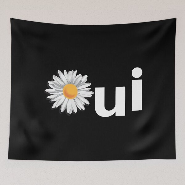Artikelvorschau, Oui Quebec Referendum 1995 roter Plakataufkleber mit Gänseblümchenblume Marguerite Qc PQ Québec französisch Ja C entworfen und verkauft von michelleeir.