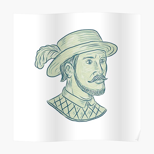 Póster Dibujo De Juan Ponce De Leon Explorer De Patrimonio Redbubble