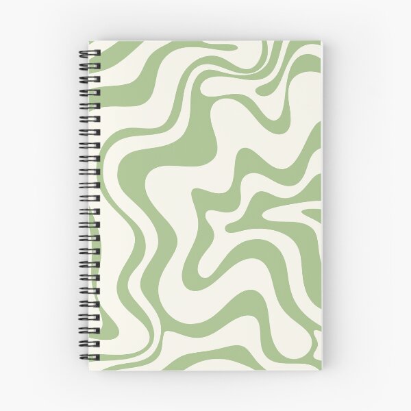 Artikelvorschau, Retro Liquid Swirl Abstraktes Muster Hellsalbeigrün und Creme entworfen und verkauft von kierkegaard.