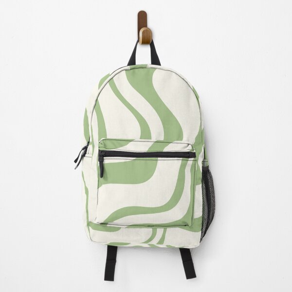 Item preview, Retro Liquid Swirl Abstract Pattern Light Sage Green and Cream designed and sold by kierkegaard.