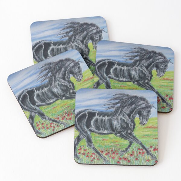 Item preview, Black andalusian stallion galloping  designed and sold by horseaddicted.