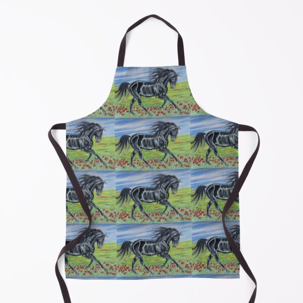 Artikelvorschau, Schwarzer andalusischer Hengst im Galopp entworfen und verkauft von horseaddicted.
