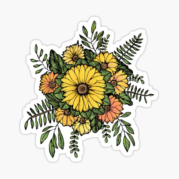  YOKSAS Yellow Sunflower Stickers,50Pcs Vinyl Aesthetic Pretty Wildflower  Stickers for Water Bottles Laptop Preppy Teens Girls : Electronics