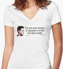 JFK on Secrecy Women's Fitted V-Neck T-Shirt