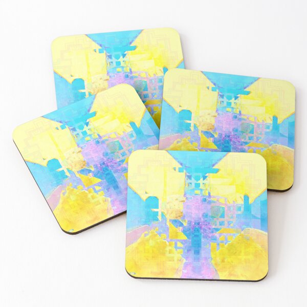 Item preview, Turquoise and yellow cubist design abstract painting - Wear you holiday on your shirt  designed and sold by SpArtk.