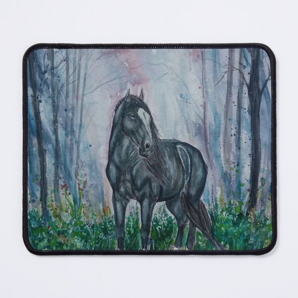 Item preview, Black horse in the forest designed and sold by horseaddicted.