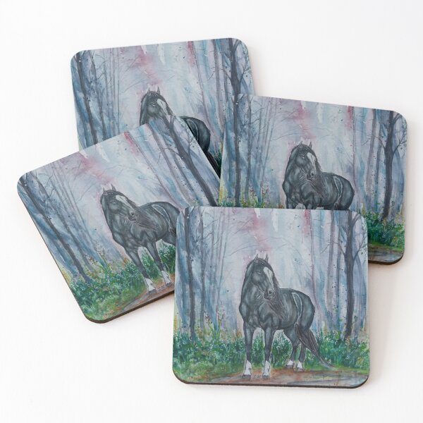Item preview, Black horse in the forest designed and sold by horseaddicted.
