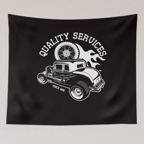 Item preview, Hot Rod Service Classic Old American Cars Automobile Garage designed and sold by TomGiantDesigns.