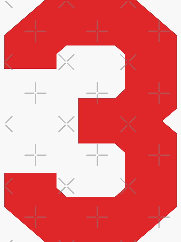 3 - number 3 - jersey number for sportsteam' Sticker