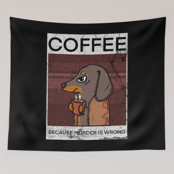 Item preview, Dachshund drinks coffee designed and sold by RobertWarburton.
