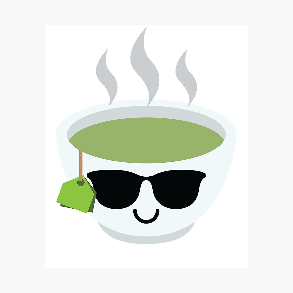 "Green Tea Emoji Cool Sunglasses" Photographic Print by teeandmee