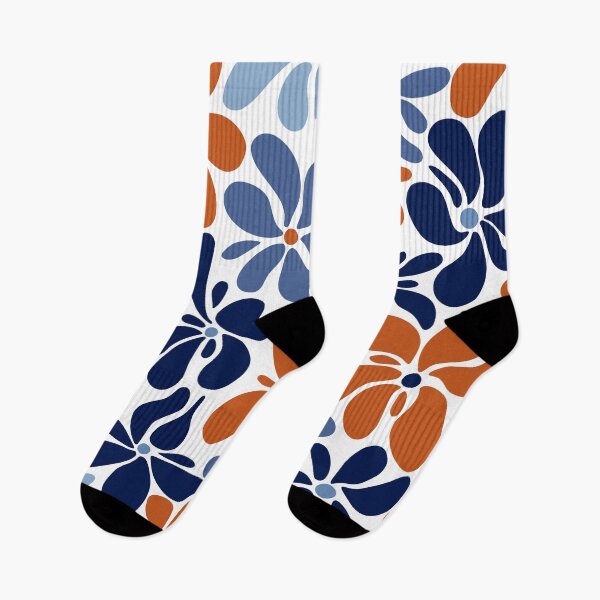 Item preview, Abstract Flowers, Orange, Blue and White designed and sold by meggydesigns.