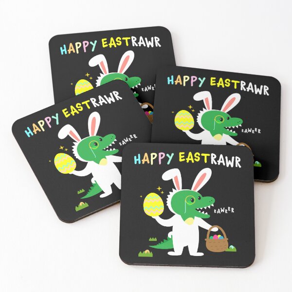 Item preview, Happy EastRAWR Cute T Rex Dinosaur Easter Bunny Egg Hunts designed and sold by sundae-artisan.