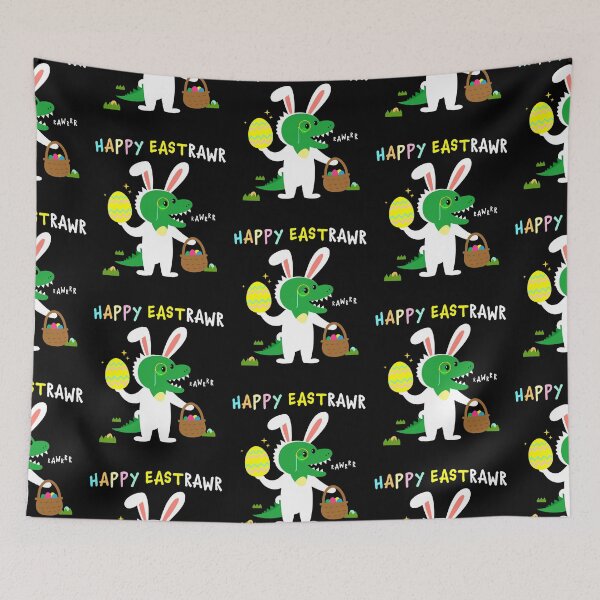 Item preview, Happy EastRAWR Cute T Rex Dinosaur Easter Bunny Egg Hunts designed and sold by sundae-artisan.