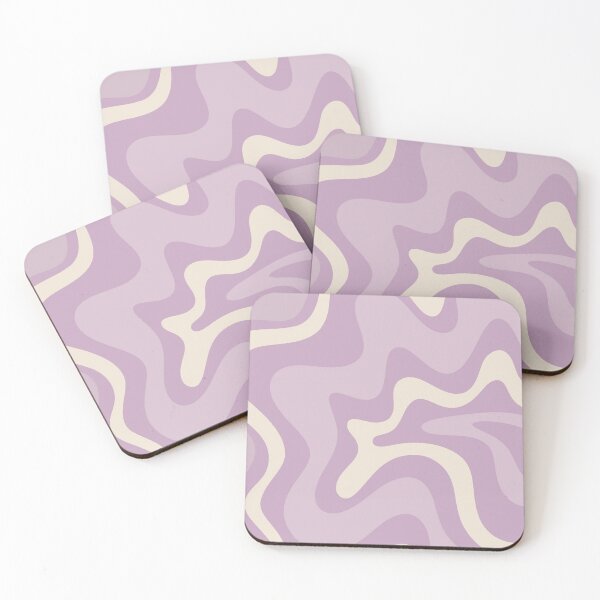 Item preview, Retro Liquid Swirl Abstract Pattern Square Lilac Lavender Purple Cream designed and sold by kierkegaard.