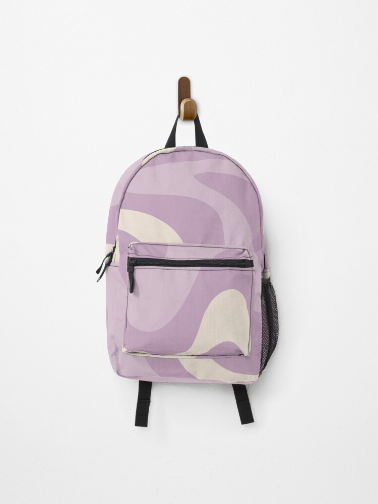 Designer Abstract authentic Modern Art Backpack in Pink Purple with Lap Top Pocket Medium Sized