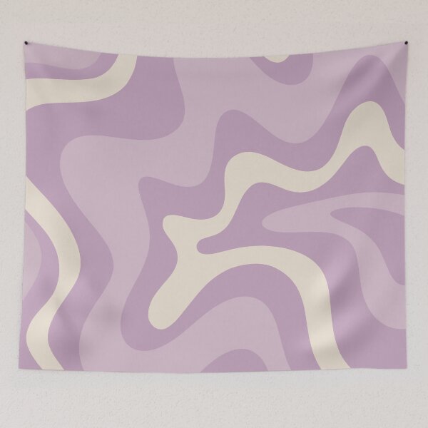 Artikelvorschau, Retro Liquid Swirl Abstraktes Muster Quadrat Flieder Lavendel Lila Creme entworfen und verkauft von kierkegaard.