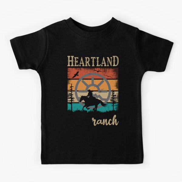 Heartland, Heartland Ranch, coucher de soleil Heartland, Heartland Retro Vintage, Amoureux des chevaux, Propriétaire de chevaux T-shirt enfant