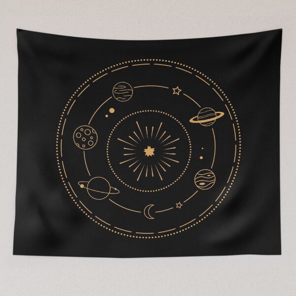 Item preview, GOLDEN SOLAR SYSTEM ON BLACK designed and sold by Vic Torys ☆.