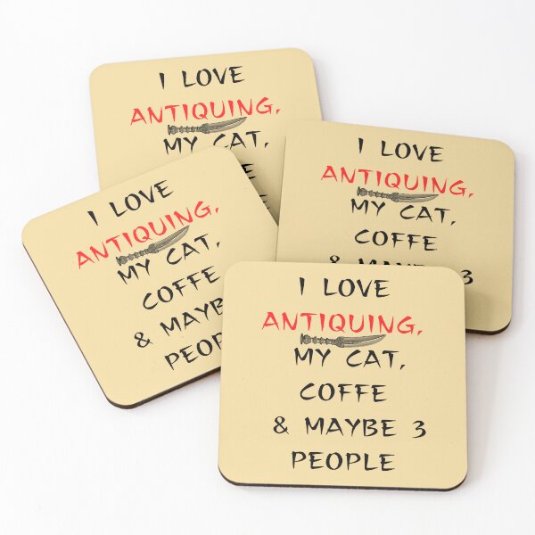 Item preview, I LOVE ANTIQUING , MY CAT , COFFE AND MAYBE 3 PEOPLE Funny shirt men gift women gift designed and sold by InnovantDesigns.