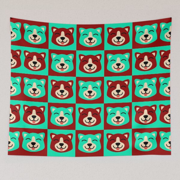 Item preview, Dog face patterns pink turquoise designed and sold by CoolArtByMboya.