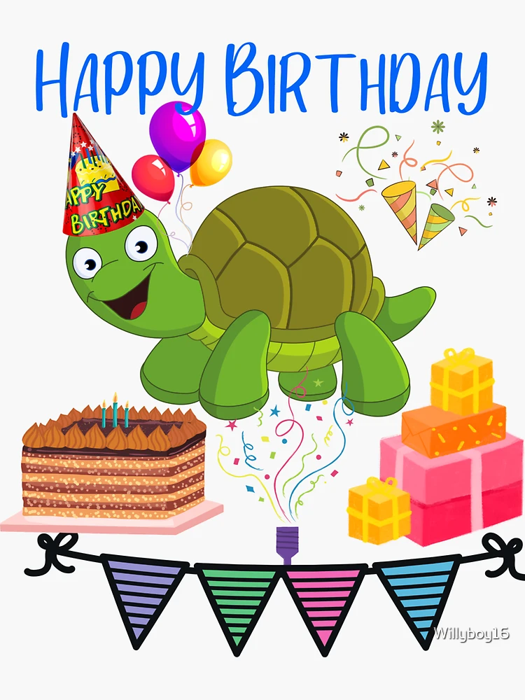 Toile De Fond Fête Anniversaire Thème Tortue - 1,5x1 M, Polyester - Déco Enfant Joyeux Anniversaire (filles, Garçons)