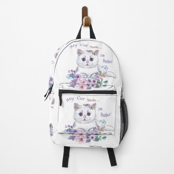 Item preview, My Cat thinks I'm Perfect Cat Illustration with flowers designed and sold by RonelBroderick.