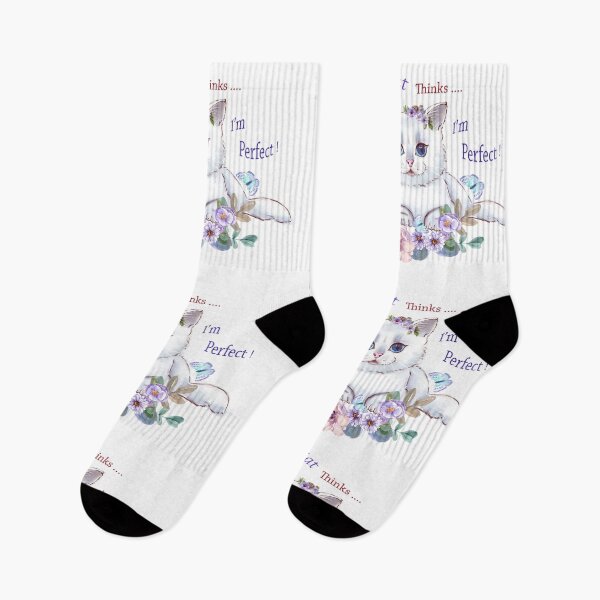 Item preview, My Cat thinks I'm Perfect Cat Illustration with flowers designed and sold by RonelBroderick.