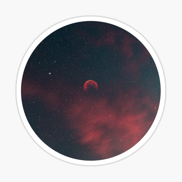 Outer Space Pop Socket Red Moon and Sky Sticker