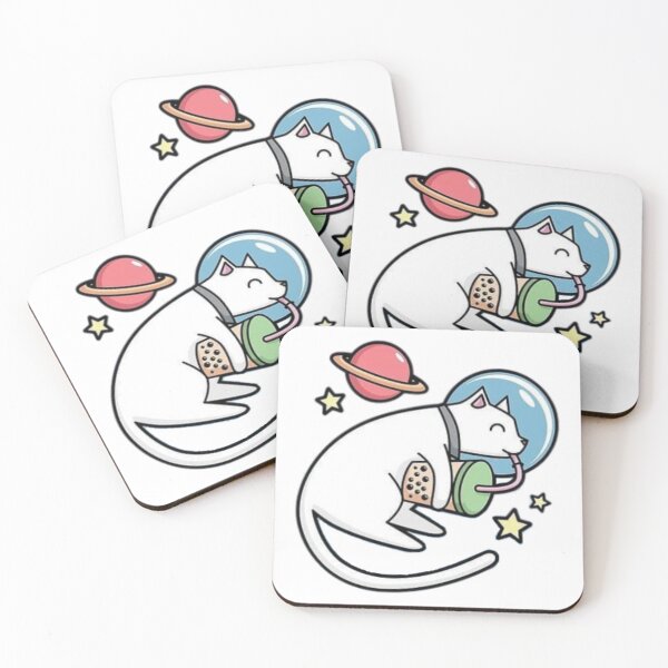 Item preview, Cat Drinking Boba Milk - Space designed and sold by kittiescuties.