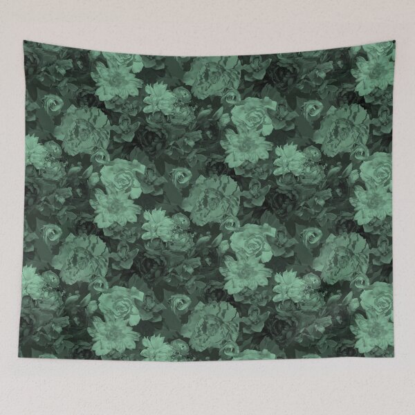 Item preview, Floral Abundance Monochrome Soft Grey Green Half-Drop Repeat 5748 designed and sold by Art in My Loft.