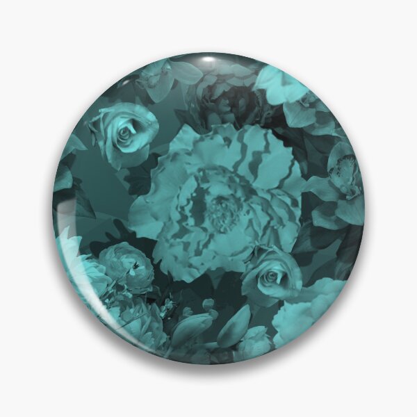 Item preview, Floral Abundance Monochrome Soft Teal Half-Drop Repeat 5748 designed and sold by Art in My Loft.